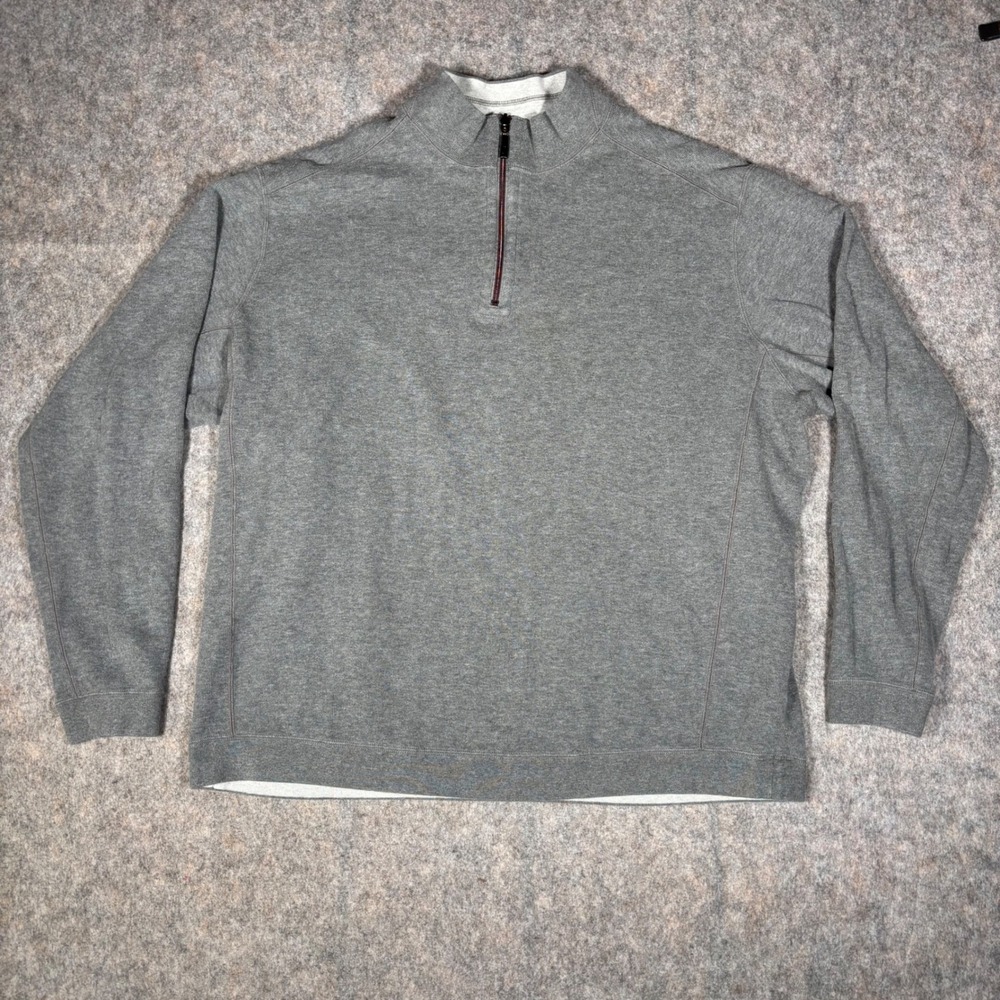 Tommy Bahama Quarter Zip Pullover Mens 2XT Grey Reversible Cotton Sweatshirt *
